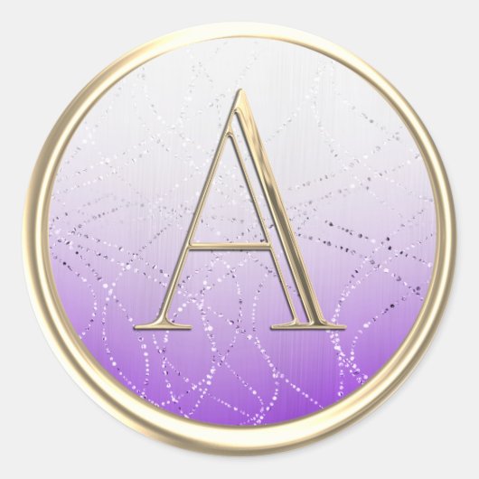 Sticker Rond TOUTES LES INITIALES Monogramme Blanc Violet Ombre (Devant)
