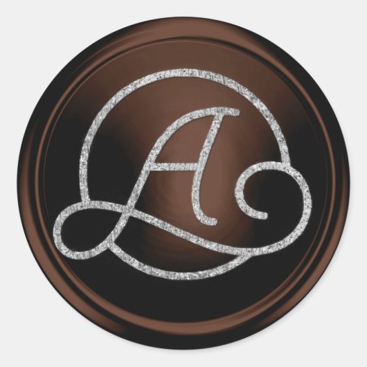 Sticker Rond TOUTES LES INITIALES Monogramme Cercle Argent Choc (Devant)