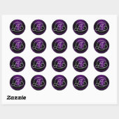 Sticker Rond TOUTES LES INITIALES Monogramme Cercle Argent Viol (Feuille)