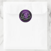 Sticker Rond TOUTES LES INITIALES Monogramme Cercle Argent Viol (Sac)