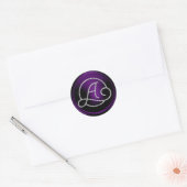 Sticker Rond TOUTES LES INITIALES Monogramme Cercle Argent Viol (Enveloppe)