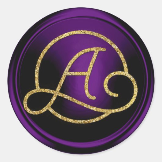 Sticker Rond TOUTES LES INITIALES Monogramme cercle or violet f (Devant)