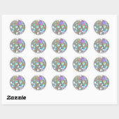 Sticker Rond TOUTES LES INITIALES Monogramme d'argent sur Mère (Feuille)