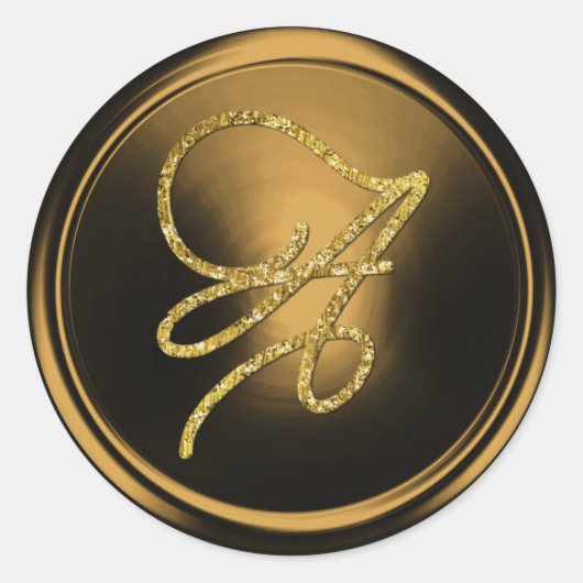Sticker Rond TOUTES LES INITIALES Monogramme de script or Bronz (Devant)