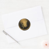 Sticker Rond TOUTES LES INITIALES Monogramme de script or Bronz (Enveloppe)