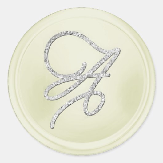 Sticker Rond TOUTES LES INITIALES Monogramme d'écriture argenté (Devant)