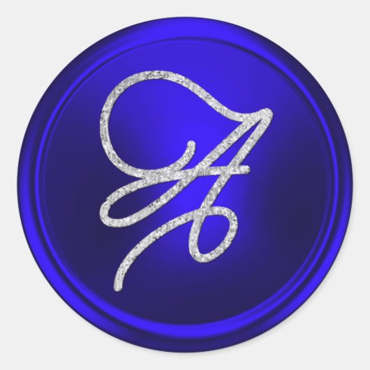 Sticker Rond TOUTES LES INITIALES Monogramme d'écriture argenté (Devant)