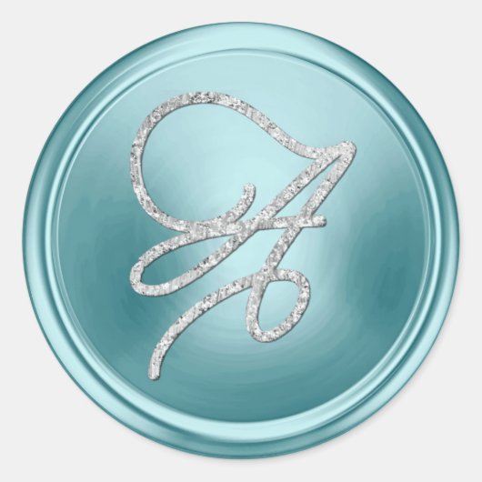Sticker Rond TOUTES LES INITIALES Monogramme d'écriture argenté (Devant)