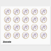 Sticker Rond TOUTES LES INITIALES Monogramme d'or sur Purple Wi (Feuille)