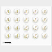 Sticker Rond TOUTES LES INITIALES Monogramme doré 3 Blanc (Feuille)