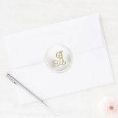 Sticker Rond TOUTES LES INITIALES Monogramme doré 3 Blanc (Enveloppe)