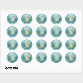Sticker Rond TOUTES LES INITIALES Monogramme doré 3 Bleu doux (Feuille)