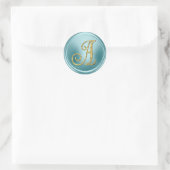 Sticker Rond TOUTES LES INITIALES Monogramme doré 3 Bleu doux (Sac)