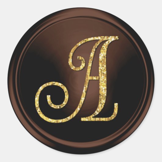 Sticker Rond TOUTES LES INITIALES Monogramme doré 3 Chocolat (Devant)