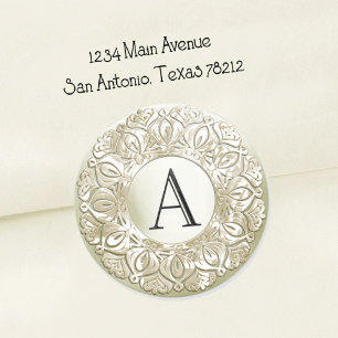 Sticker Rond TOUTES LES INITIALES Monogramme doré 3 Filigrane p
