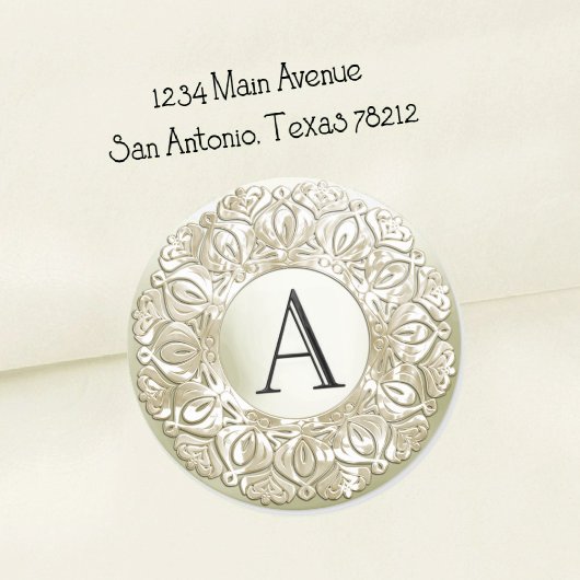 Sticker Rond TOUTES LES INITIALES Monogramme doré 3 Filigrane p