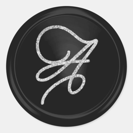Sticker Rond TOUTES LES INITIALES Monogramme écriture argent No (Devant)