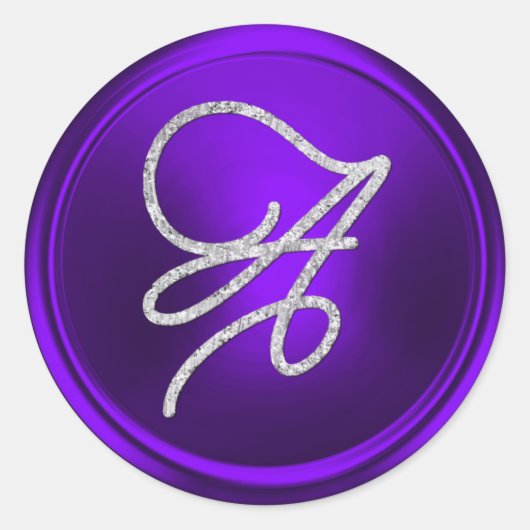 Sticker Rond TOUTES LES INITIALES Monogramme écriture argent Vi (Devant)