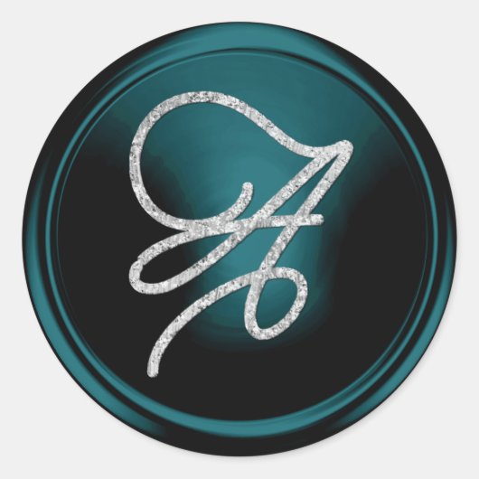 Sticker Rond TOUTES LES INITIALES Monogramme écriture argentée  (Devant)