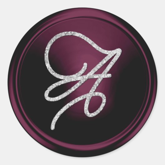 Sticker Rond TOUTES LES INITIALES Monogramme écriture argentée (Devant)