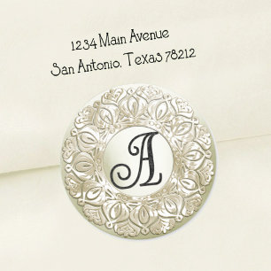 Sticker Rond TOUTES LES INITIALES Monogramme noir 3 Bordure fil