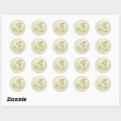 Sticker Rond TOUTES LES INITIALES Monogramme Or 3 Blanc Cassé (Feuille)