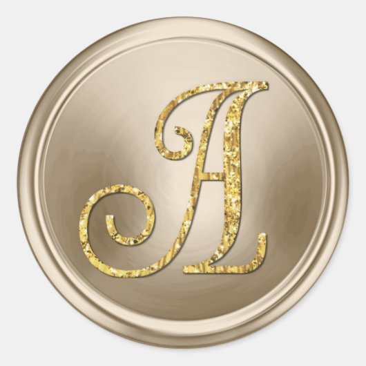 Sticker Rond TOUTES LES INITIALES Monogramme Or 3 Champagne (Devant)