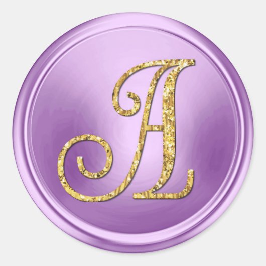 Sticker Rond TOUTES LES INITIALES Monogramme or 3 Orchidée Viol (Devant)