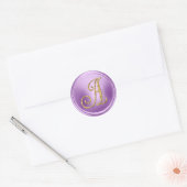 Sticker Rond TOUTES LES INITIALES Monogramme or 3 Orchidée Viol (Enveloppe)