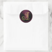 Sticker Rond TOUTES LES INITIALES Monogramme or 3 prune foncé (Sac)