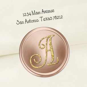 Sticker Rond TOUTES LES INITIALES Monogramme Or 3 Rose Pâle