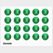 Sticker Rond TOUTES LES INITIALES Monogramme Or 3 Vert Kelly (Feuille)