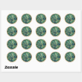 Sticker Rond TOUTES LES INITIALES Monogramme or Bleu et vert Da (Feuille)