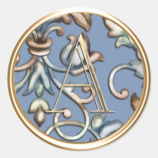 Sticker Rond TOUTES LES INITIALES Monogramme or Blue Earthtons (Devant)