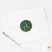 Sticker Rond TOUTES LES INITIALES Monogramme Or Emerald Green (Enveloppe)