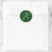 Sticker Rond TOUTES LES INITIALES Monogramme or sur Emerald Gre (Sac)