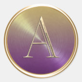 Sticker Rond TOUTES LES INITIALES Monogramme or sur Purple Ombr (Devant)