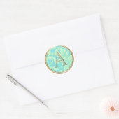 Sticker Rond TOUTES LES INITIALES Monogramme or Turquoise Aqua (Enveloppe)