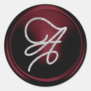 Sticker Rond TOUTES LES INITIALES Monogramme Script Argent Bour