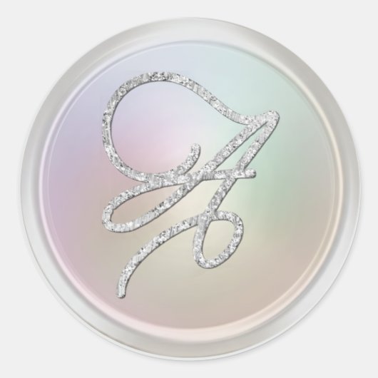 Sticker Rond TOUTES LES INITIALES Monogramme Script Argent Perl (Devant)