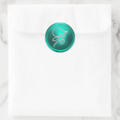 Sticker Rond TOUTES LES INITIALES Monogramme Script Argent Turq (Sac)