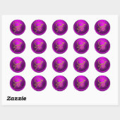 Sticker Rond TOUTES LES INITIALES Monogramme Script Or Fuchsia  (Feuille)