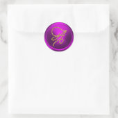 Sticker Rond TOUTES LES INITIALES Monogramme Script Or Fuchsia  (Sac)