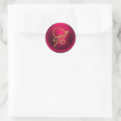 Sticker Rond TOUTES LES INITIALES Monogramme Script Or Magenta (Sac)
