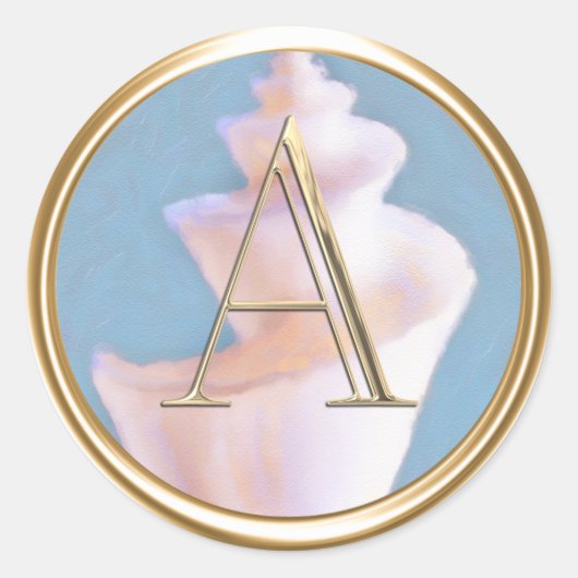 Sticker Rond TOUTES LES INITIALES Monogramme Shell Beach Océan (Devant)