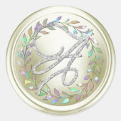 Sticker Rond TOUTES LES INITIALES Monogramme Silver Script Blan (Devant)