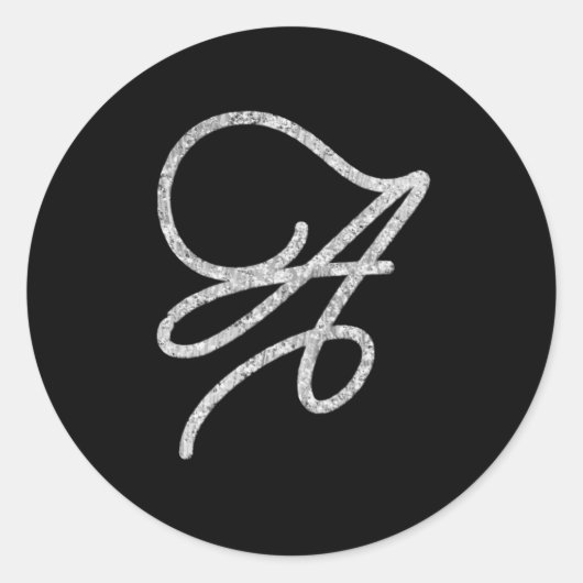 Sticker Rond TOUTES LES INITIALES Monogramme Silver Script de c (Devant)