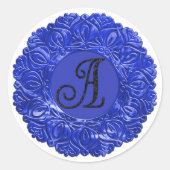 Sticker Rond TOUTES LES INITIALES Noir Monogramme 3 Bordure Fil (Devant)