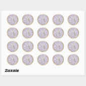 Sticker Rond TOUTES LES INITIALES Or Monogramme Lavande Purple  (Feuille)