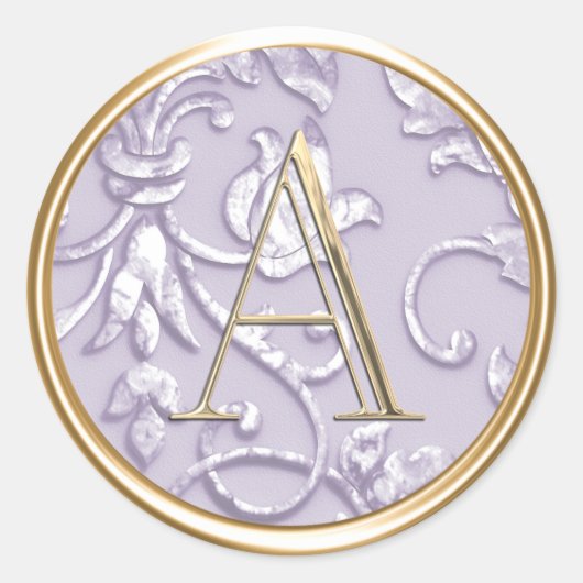 Sticker Rond TOUTES LES INITIALES Or Monogramme Lavande Purple  (Devant)